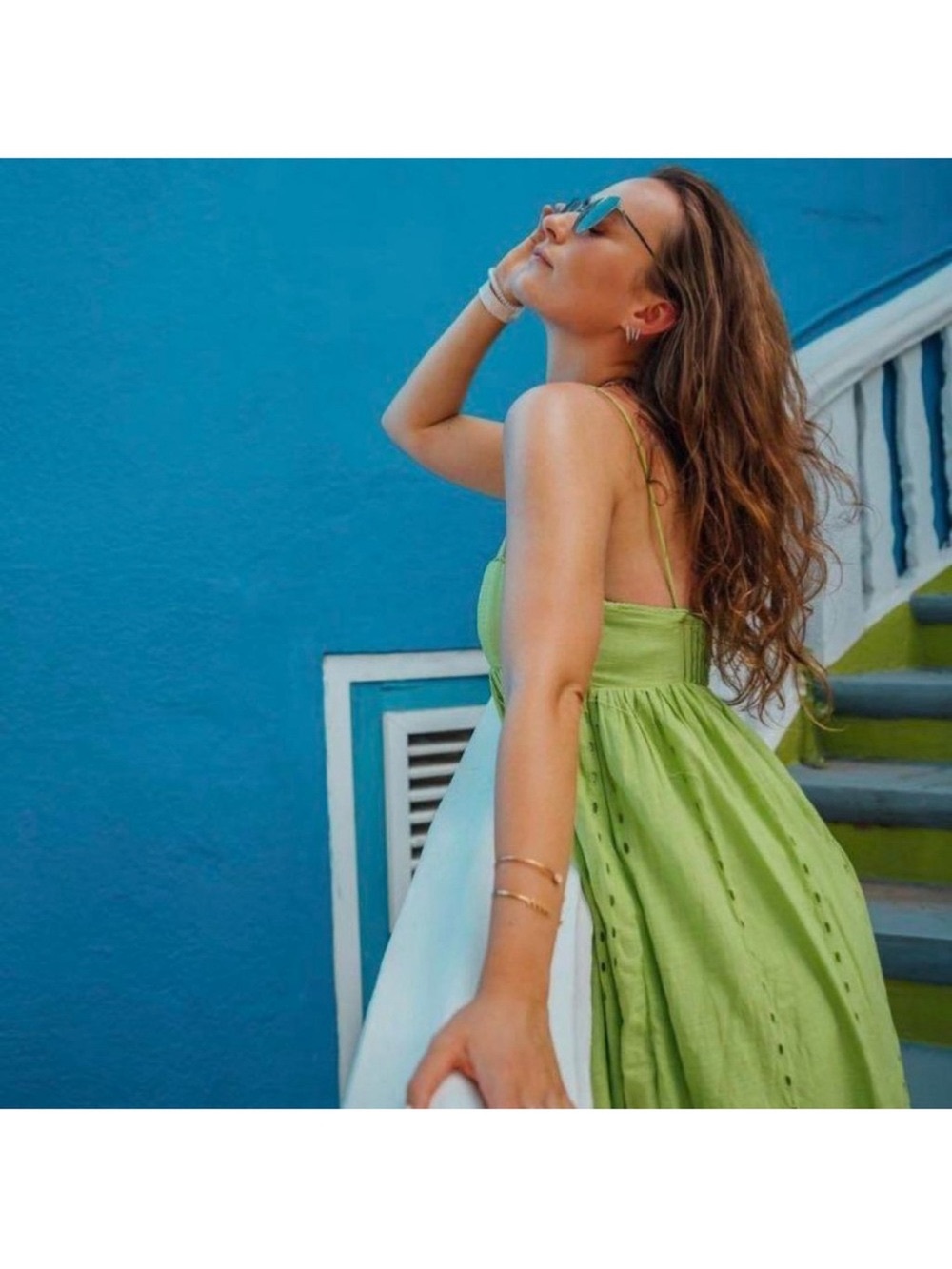 Zara Green Eyelet Maxi Dress - Picture 3 of 5